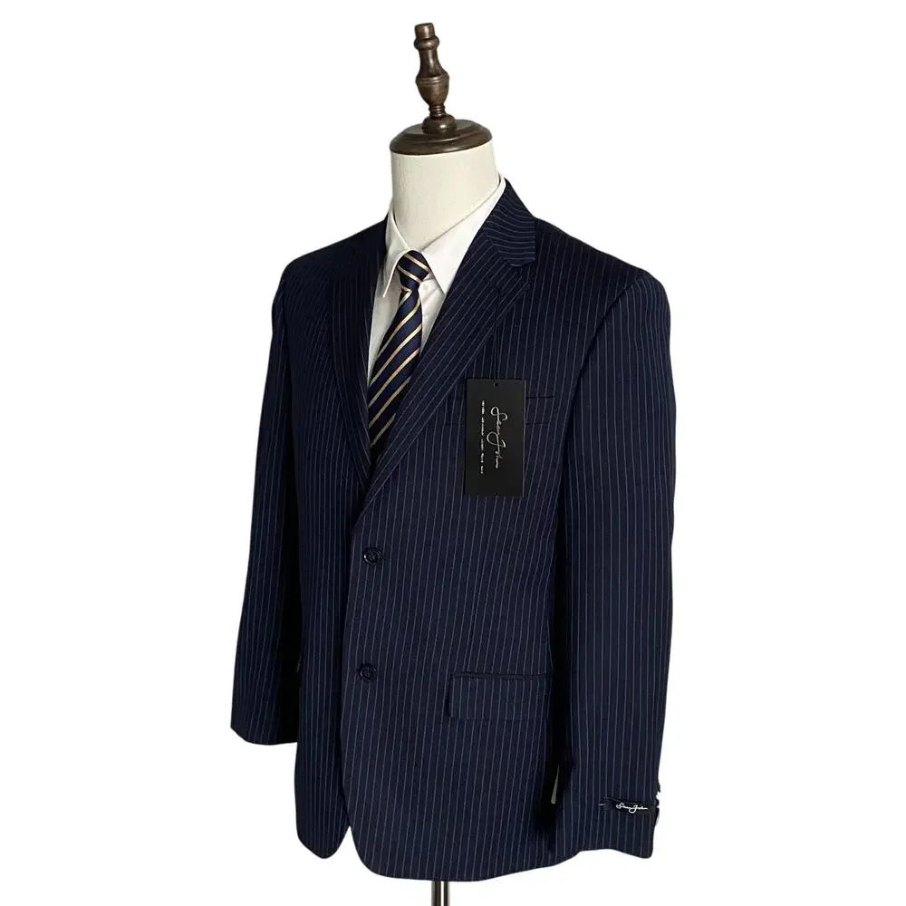 Sean John Suit Jacket Men's 36S Classic Fit Navy Blue Pinstripe NEW